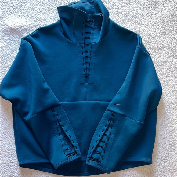 Nike Blue Oversize Cowl Neck Sweater with Lace-Up Details - Picture 8 of 10